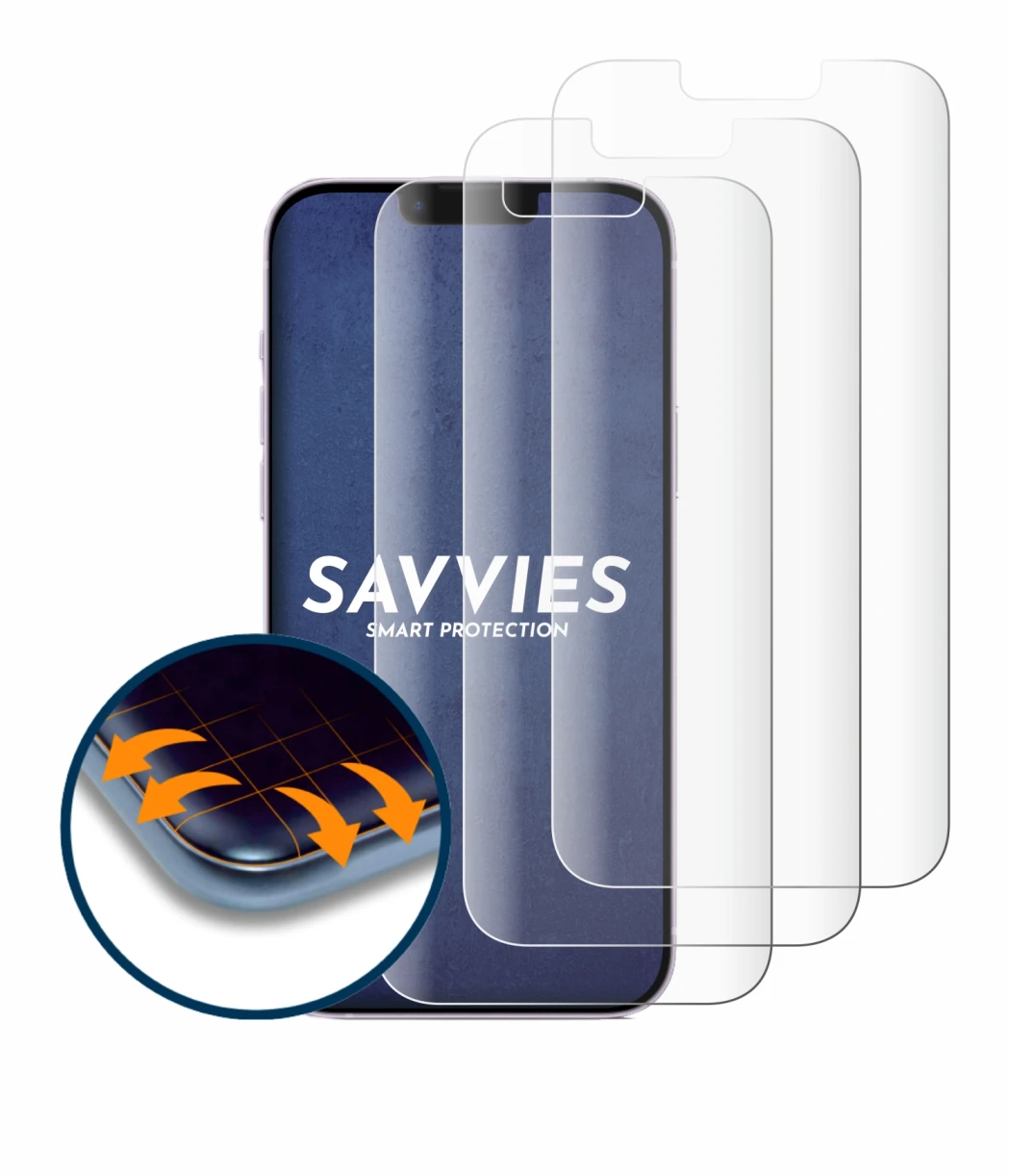 Image of the device Apple iPhone 14 Plus with a wide variety of screen protectors.