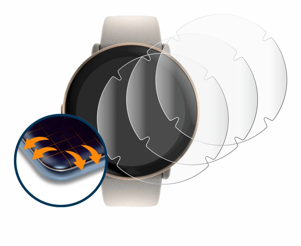 Image of the device Polar Ignite 3 with a wide variety of screen protectors.