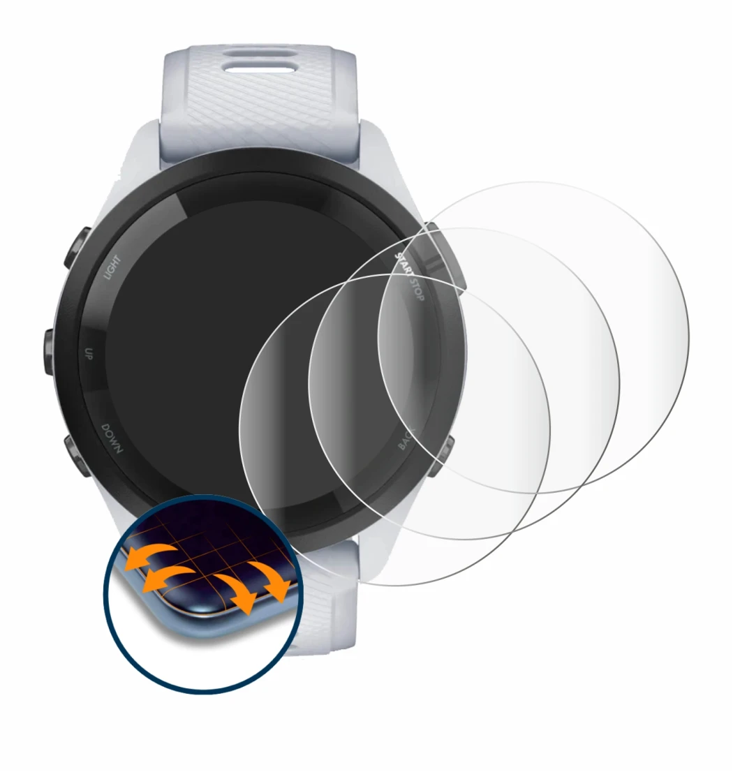 Image of the device Garmin Forerunner 265 (46 mm) with a wide variety of screen protectors.