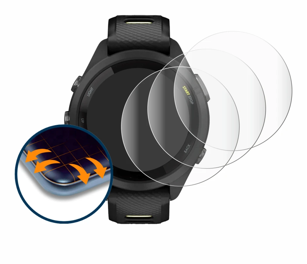 Image of the device Garmin Forerunner 265S (42 mm) with a wide variety of screen protectors.
