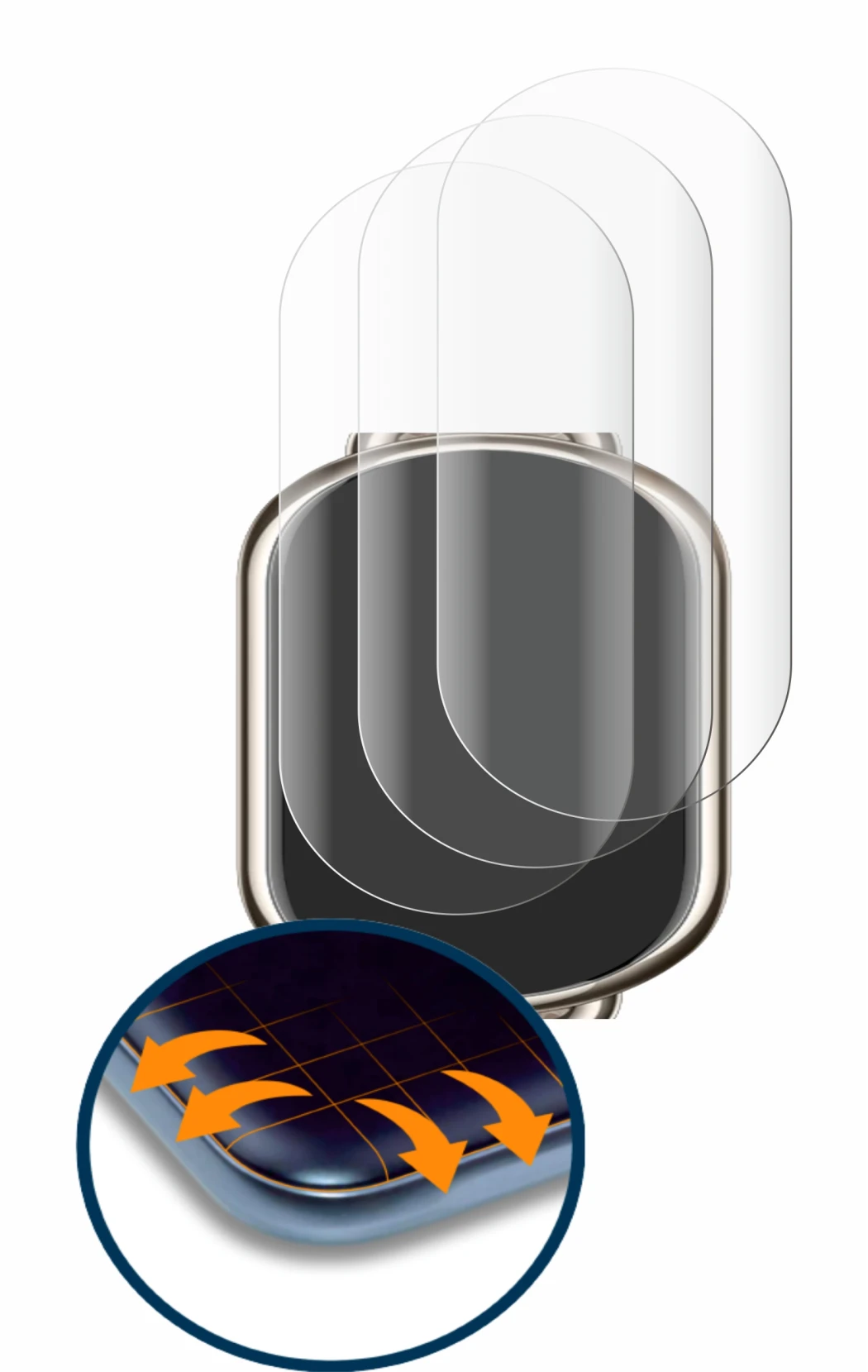 Image of the device Xiaomi Mi Band 8 with a wide variety of screen protectors.