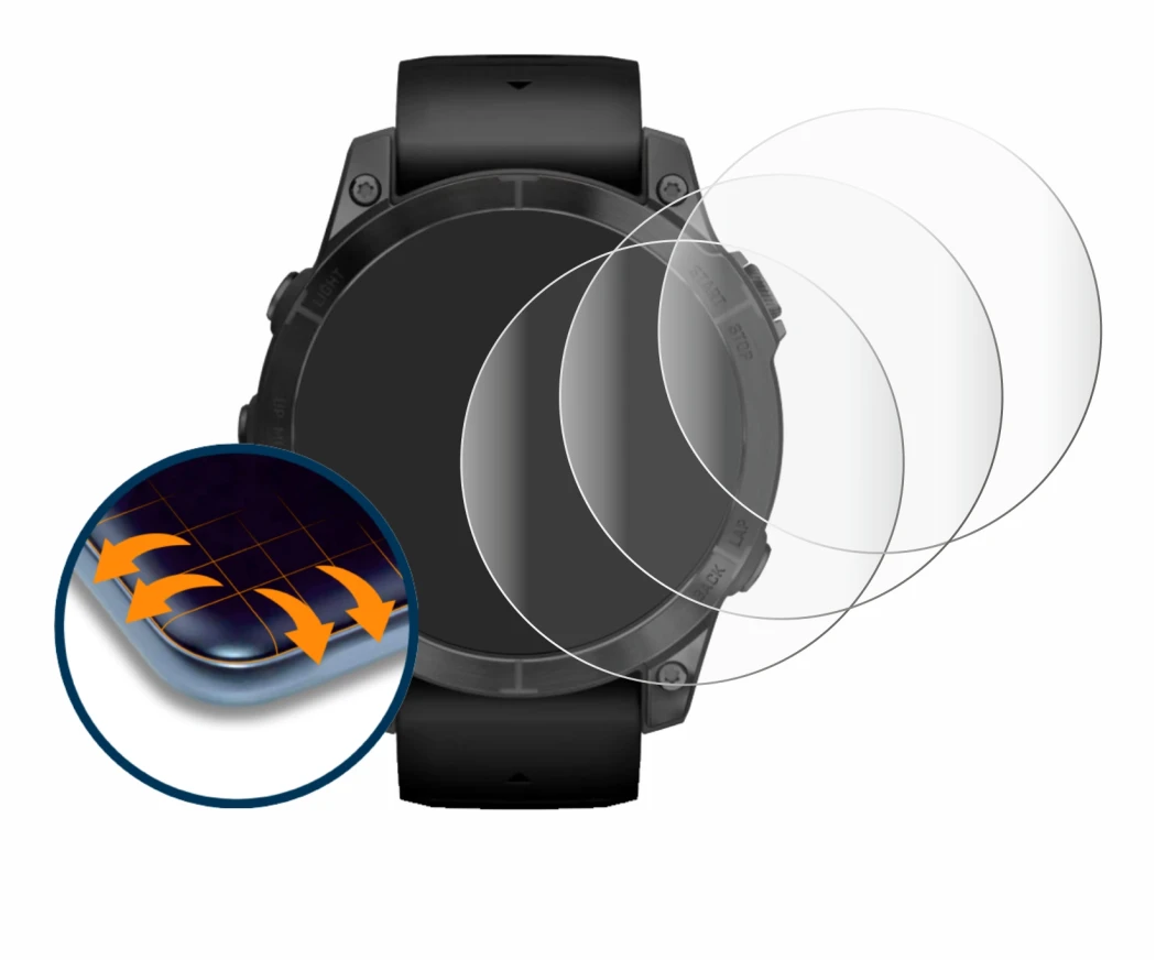 Image of the device Garmin Epix Pro (Gen 2) (47 mm) with a wide variety of screen protectors.