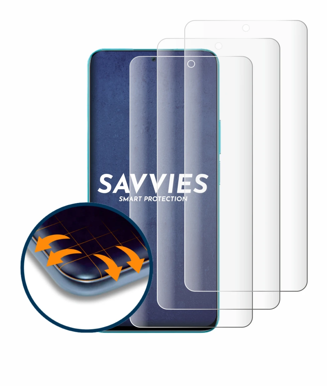 Image of the device Honor 90 Lite with a wide variety of screen protectors.