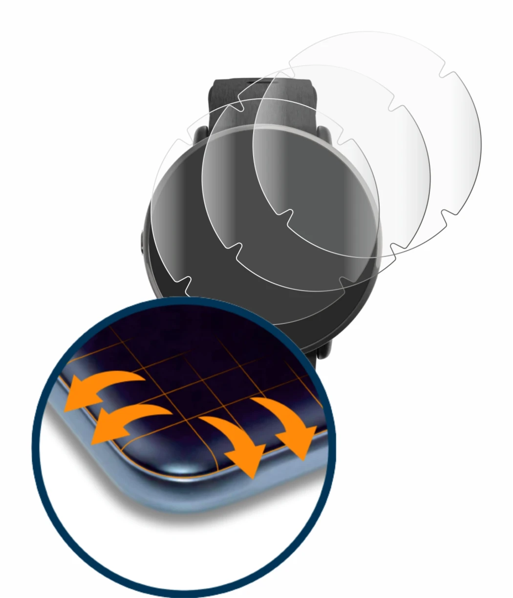 Image of the device Polar Ignite 3 Titanium with a wide variety of screen protectors.