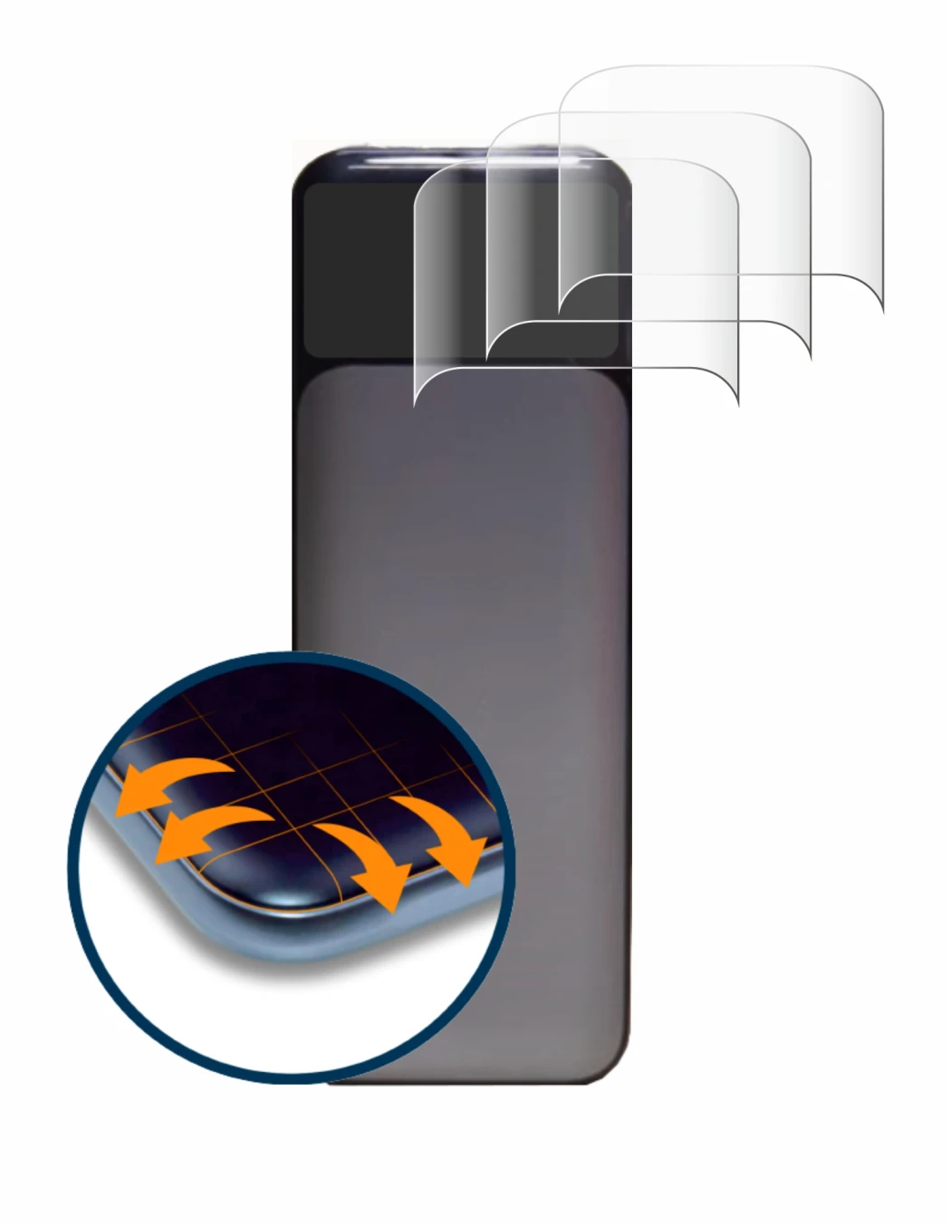 Image of the device Anker Powerbank 737 with a wide variety of screen protectors.