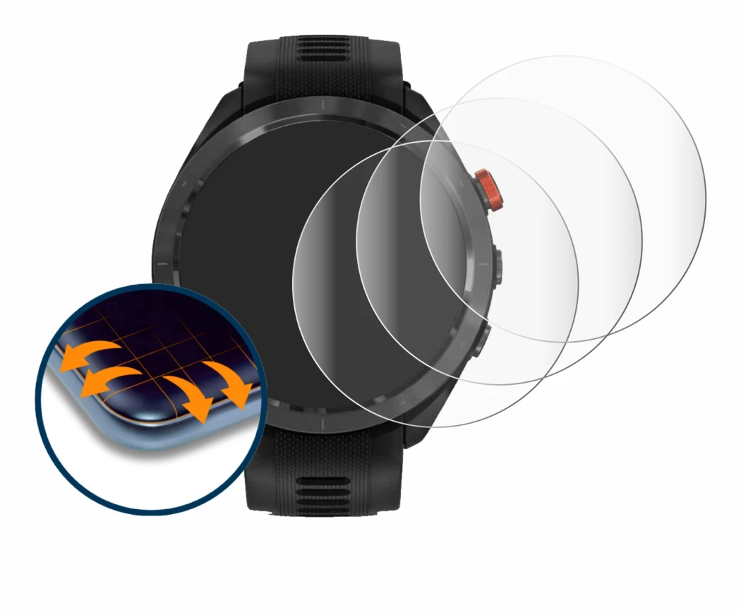 Image of the device Garmin Approach S70 (47 mm) with a wide variety of screen protectors.