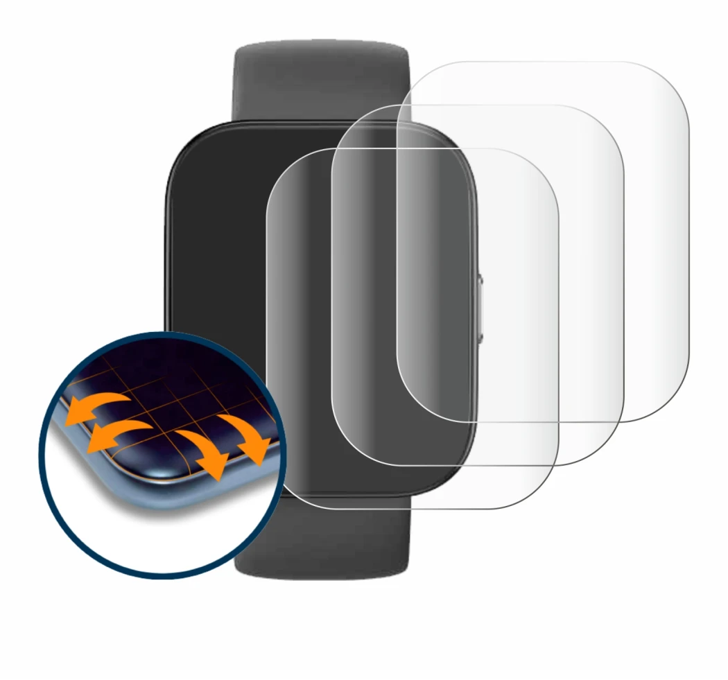 Image of the device Huami Amazfit Bip 5 with a wide variety of screen protectors.
