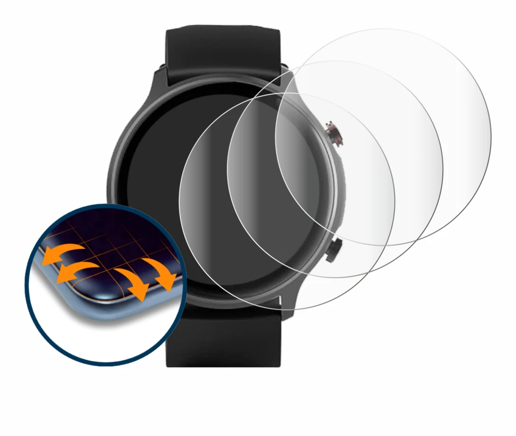 Image of the device Hama Fit Watch 6910 with a wide variety of screen protectors.