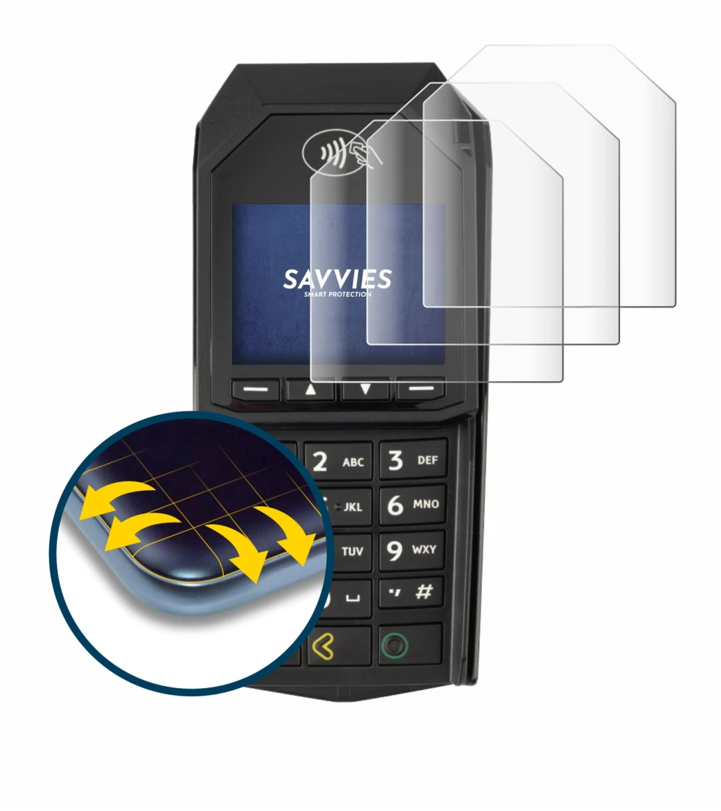 Image of the device ingenico Lane/3000 (non-touch) with a wide variety of screen protectors.