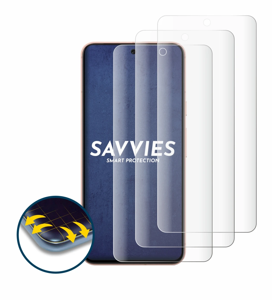 Image of the device Google Pixel 8 with a wide variety of screen protectors.