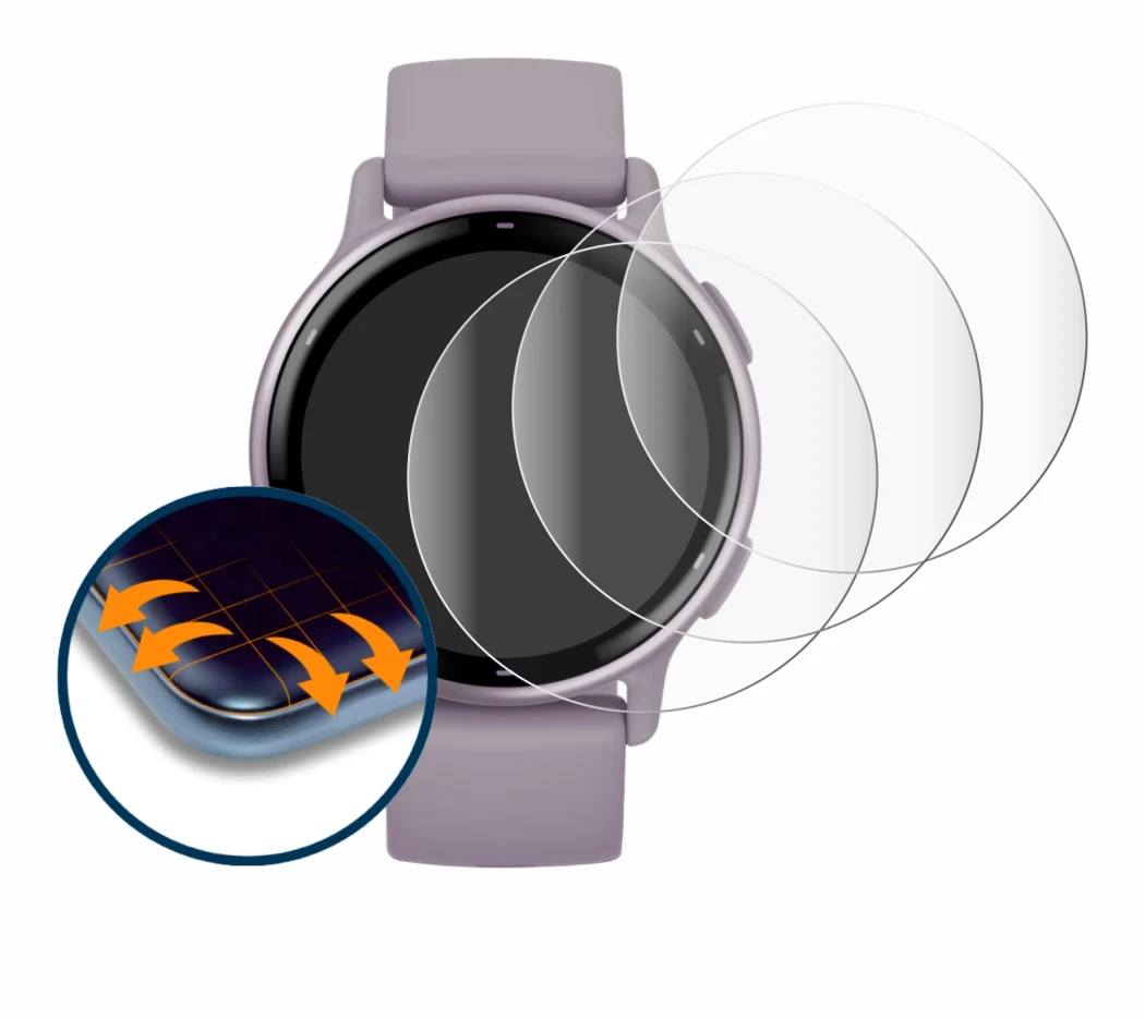 Image of the device Garmin vivoactive 5 with a wide variety of screen protectors.