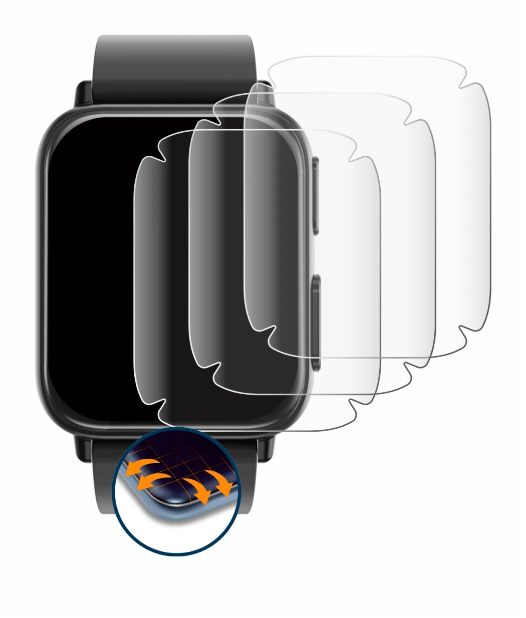 Image of the device Kardena Care Plus 2 with a wide variety of screen protectors.