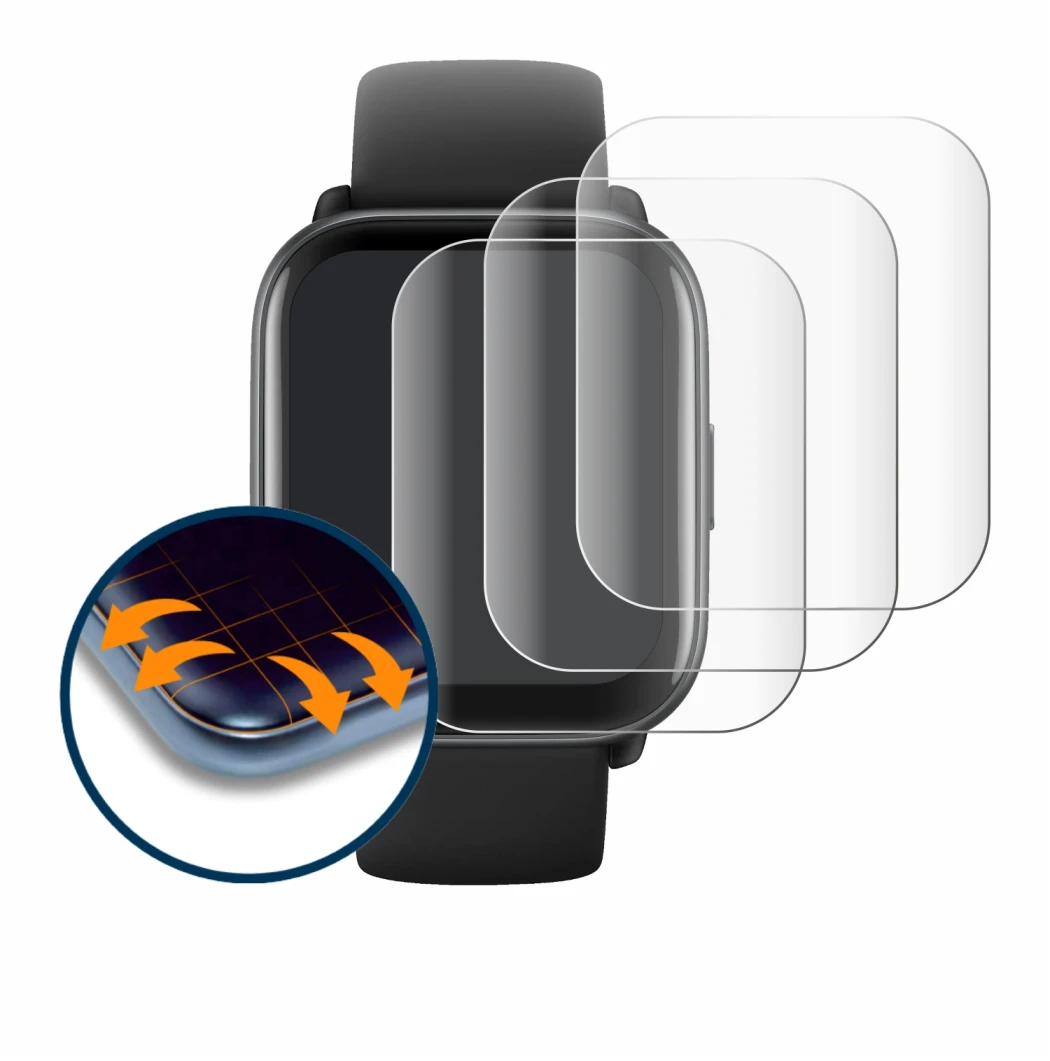 Image of the device Amazfit Active with a wide variety of screen protectors.