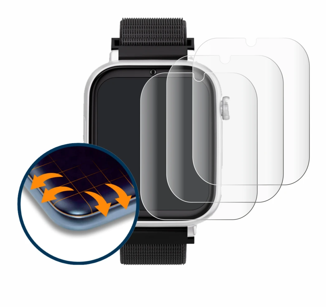 Image of the device SaveFamily SaveWatch Plus with a wide variety of screen protectors.