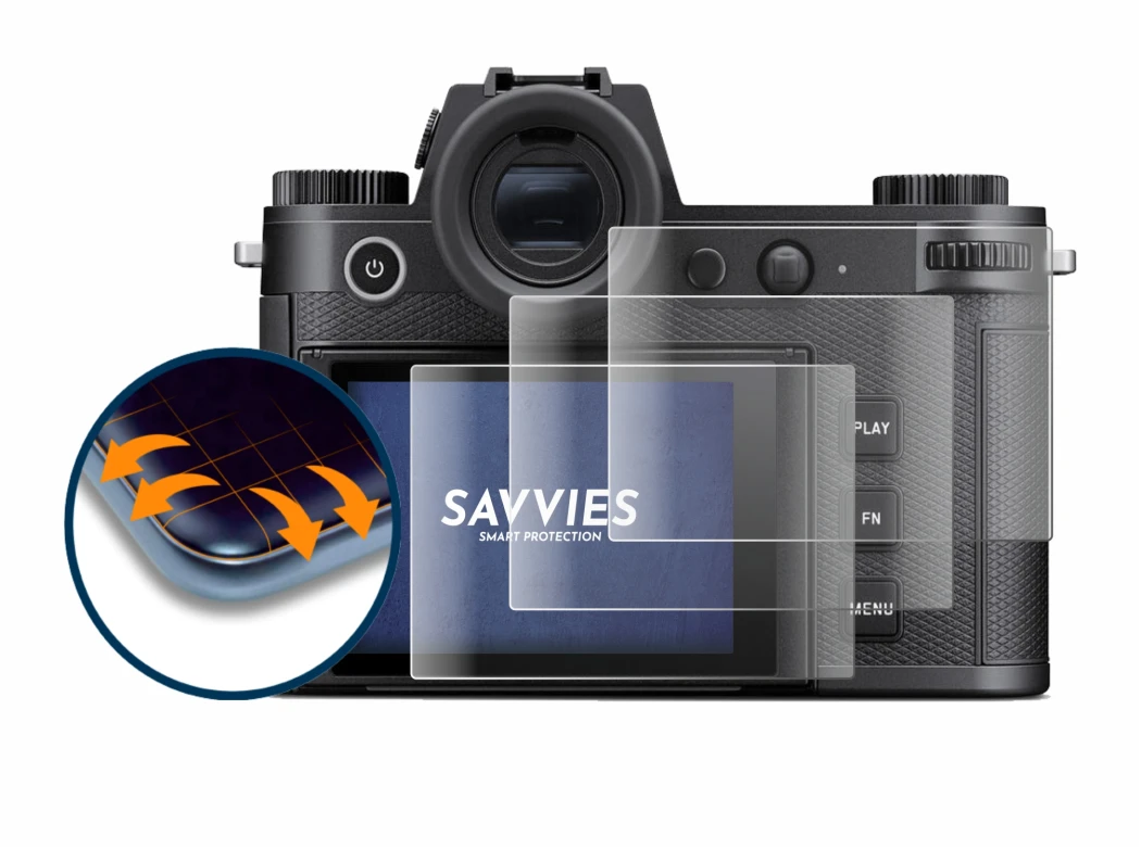 Image of the device Leica SL3 with a wide variety of screen protectors.