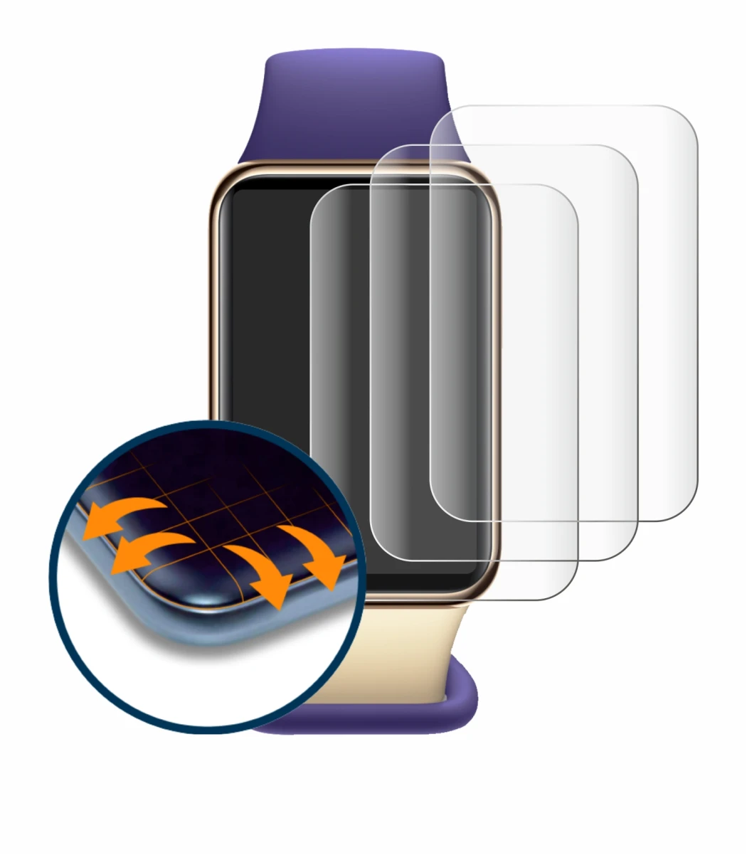 Image of the device Honor Band 9 with a wide variety of screen protectors.