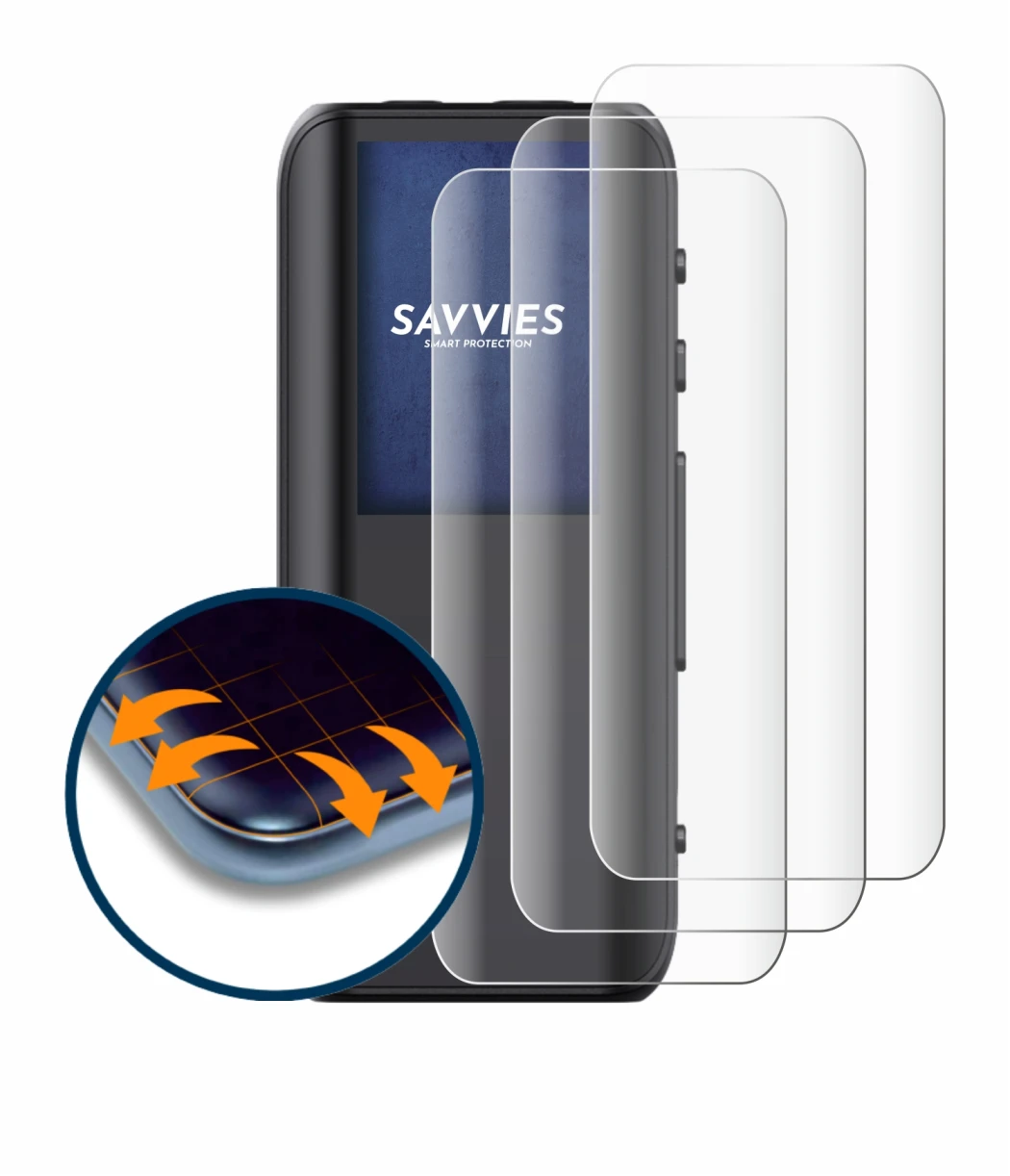 Image of the device FiiO BTR15 with a wide variety of screen protectors.