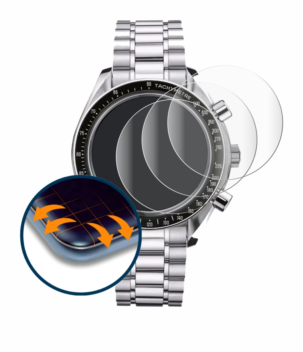 Image of the device Omega Speedmaster Reduced (39 mm) with a wide variety of screen protectors.