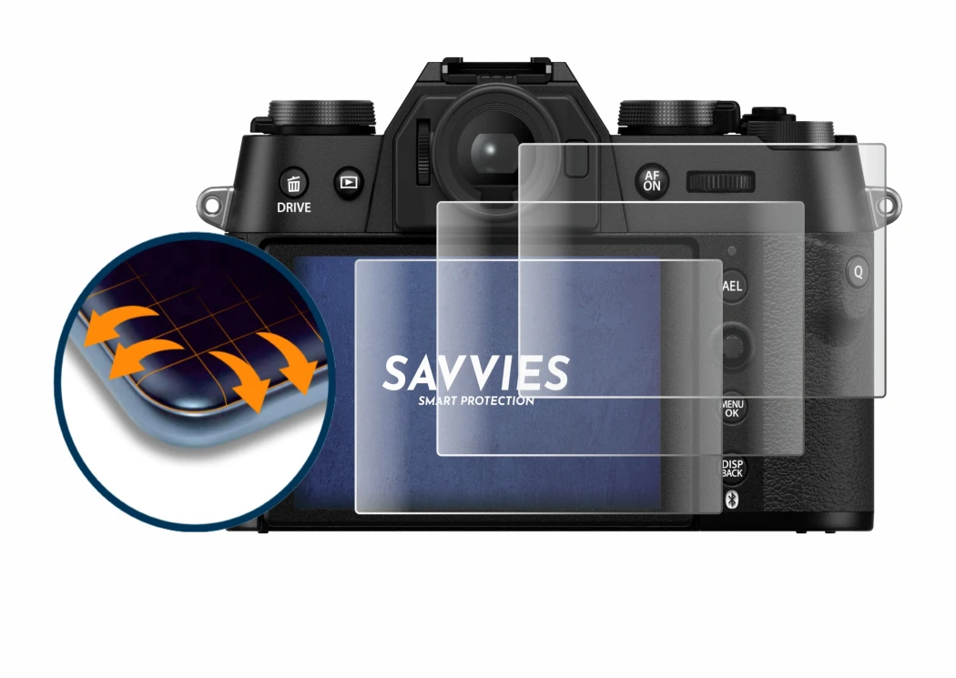 Image of the device Fujifilm X-T50 with a wide variety of screen protectors.