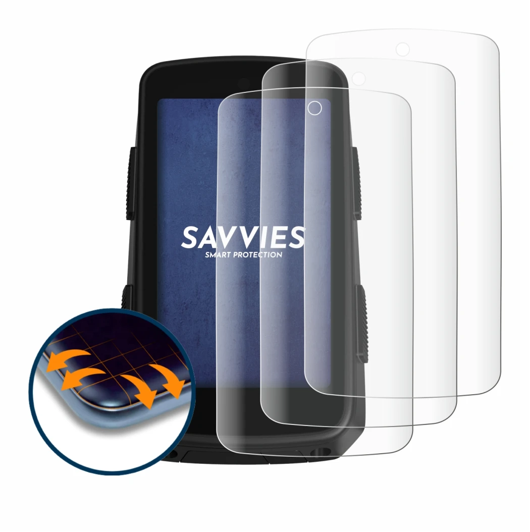 Image of the device Hammerhead Karoo 3 with a wide variety of screen protectors.