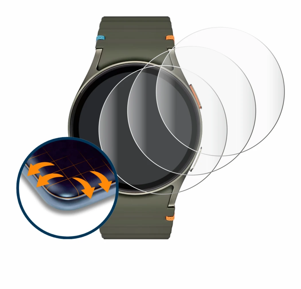 Image of the device Samsung Galaxy Watch 7 (40 mm) with a wide variety of screen protectors.