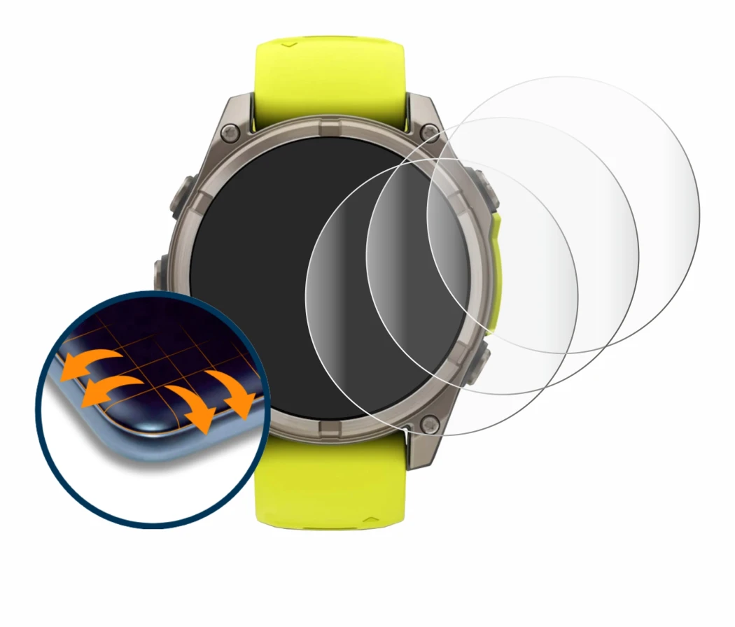 Image of the device Garmin Fenix 8 Solar (47 mm) with a wide variety of screen protectors.