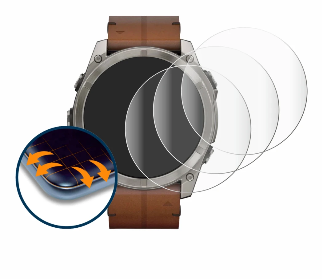 Image of the device Garmin Fenix 8 AMOLED (51 mm) with a wide variety of screen protectors.