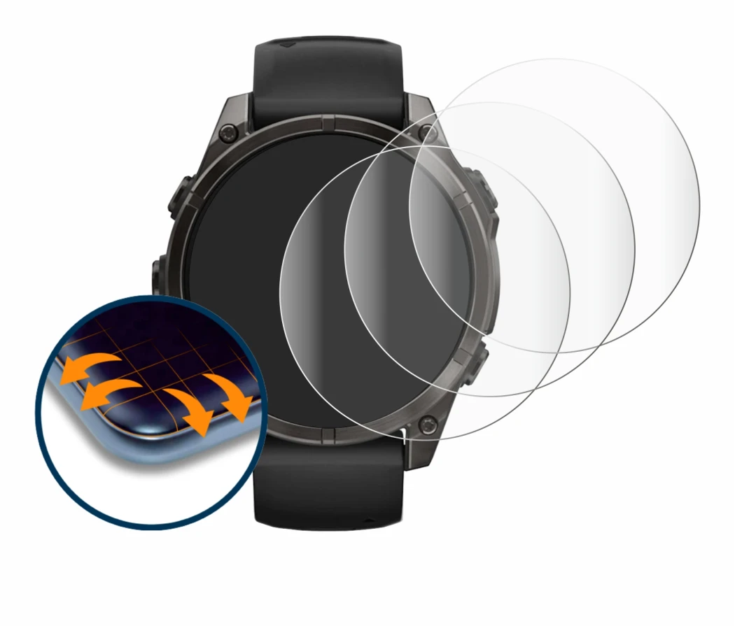 Image of the device Garmin Fenix 8 AMOLED (47 mm) with a wide variety of screen protectors.