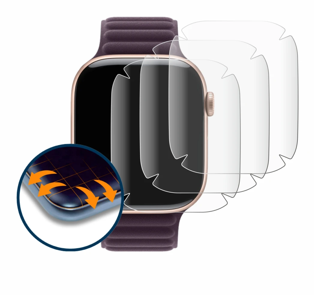 Image of the device Apple Watch Series 10 (42 mm) with a wide variety of screen protectors.