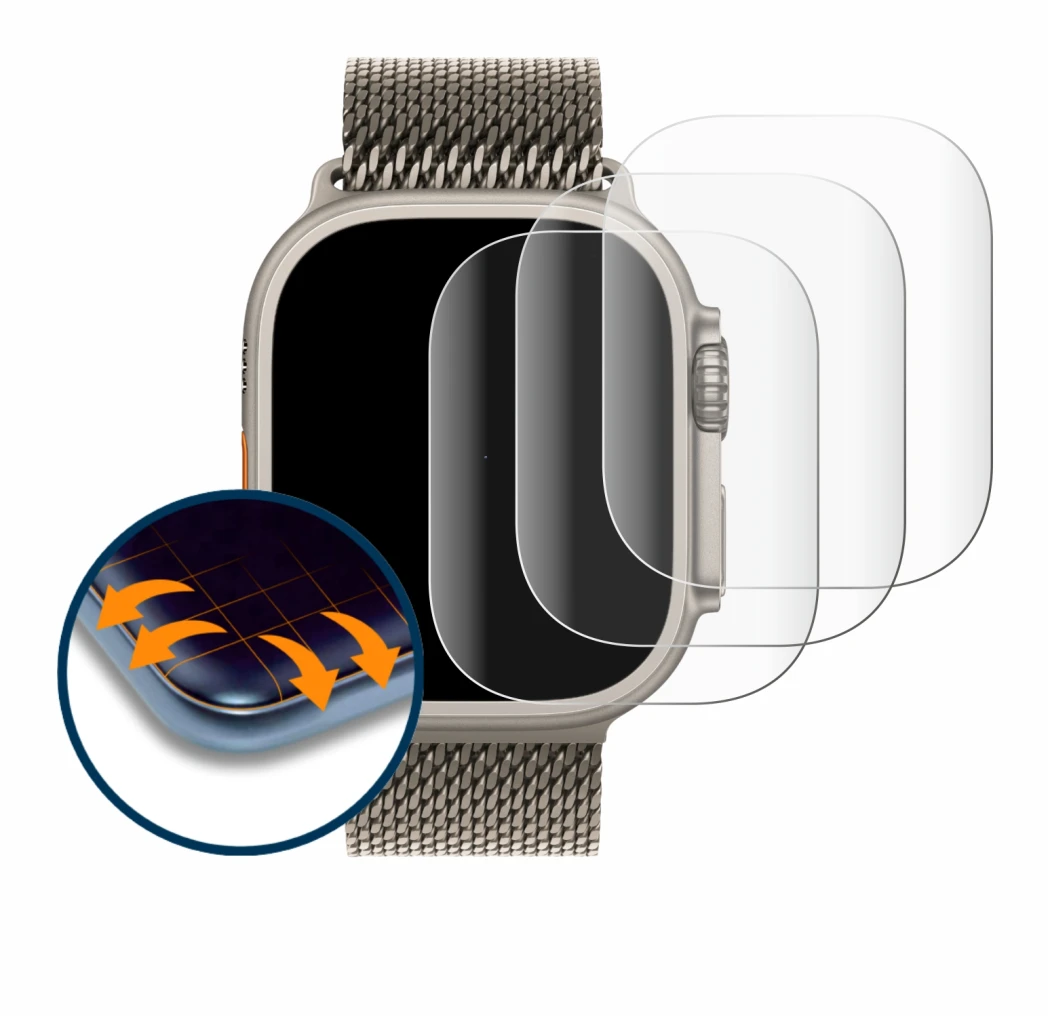 Image of the device Apple Watch Ultra 3 (49 mm) with a wide variety of screen protectors.