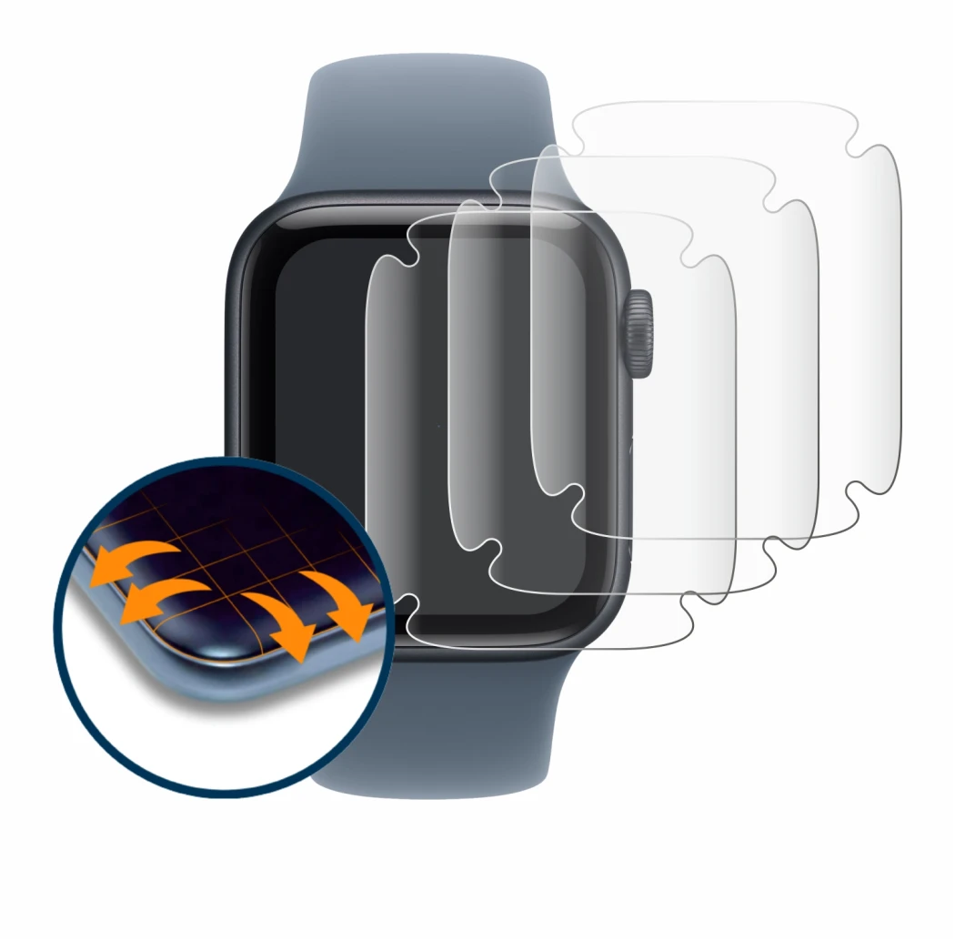 Image of the device Apple Watch SE 3 (40 mm) with a wide variety of screen protectors.
