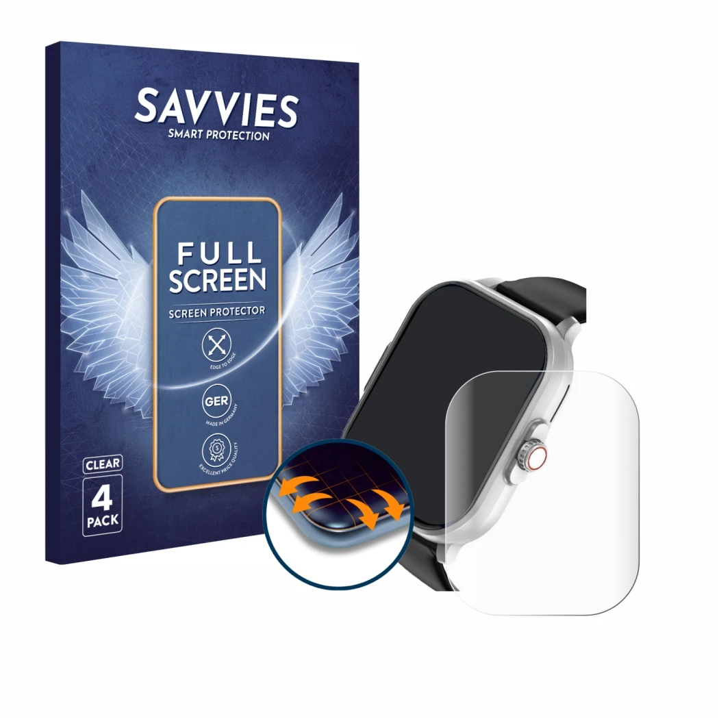 Front side of a product packaging with the brand logo Savvies. Next to it is the device YYKY E02 2.01