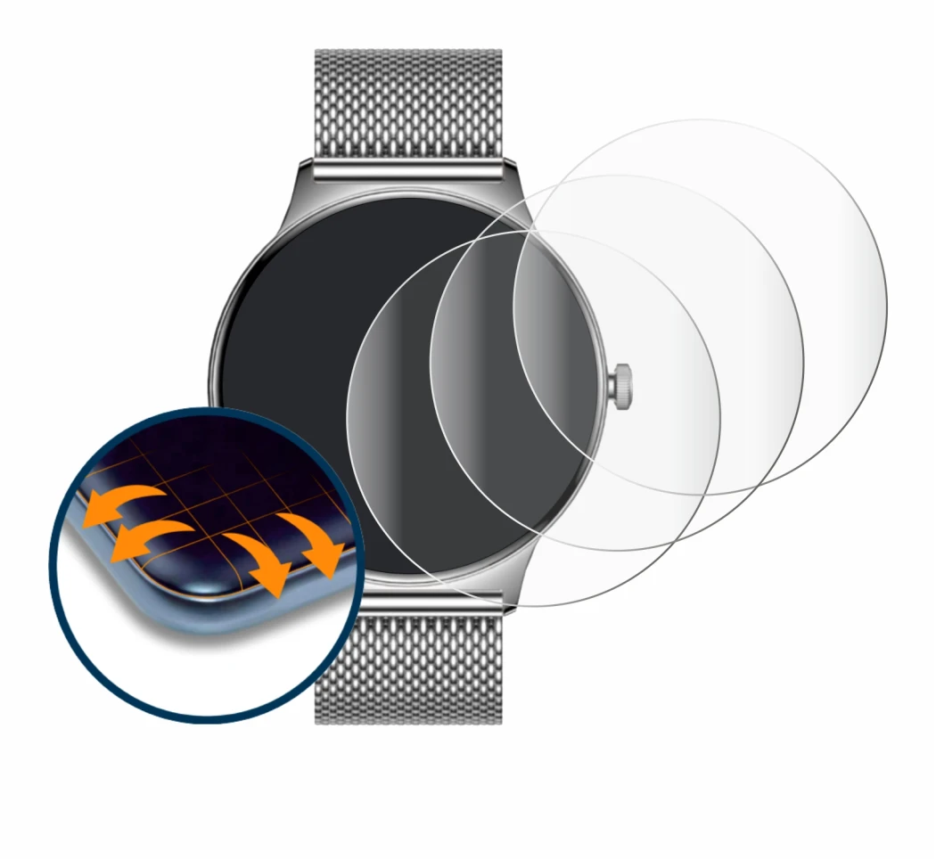 Image of the device Pireware Slim Smartwatch with a wide variety of screen protectors.