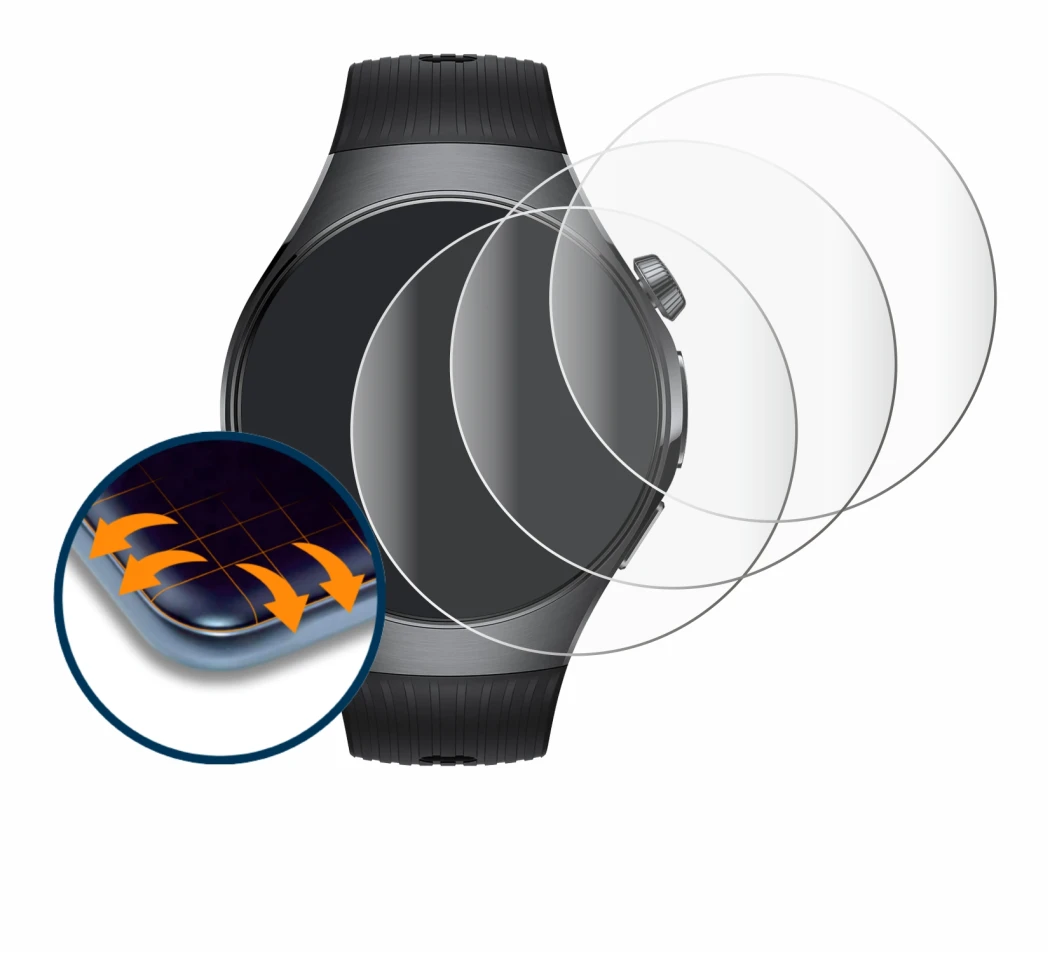 Image of the device Huawei Watch 5 (46 mm) with a wide variety of screen protectors.
