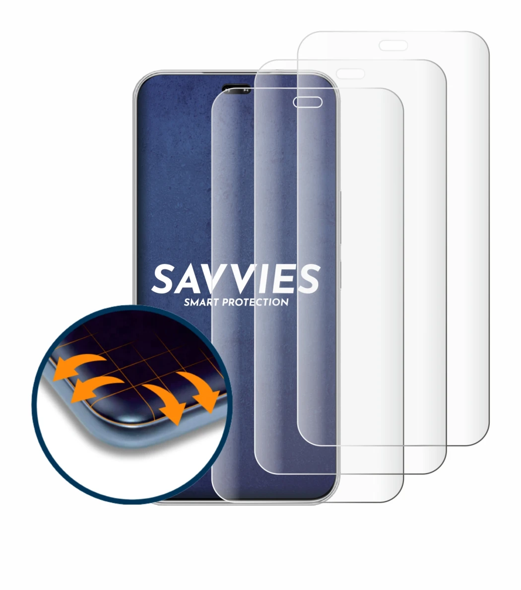 Image of the device Honor 400 Pro with a wide variety of screen protectors.