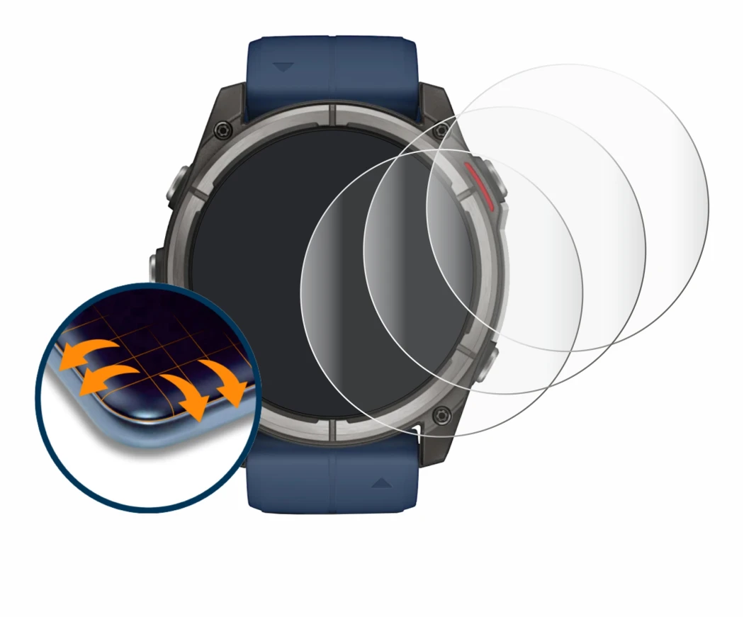 Image of the device Garmin quatix 8 (51 mm) with a wide variety of screen protectors.