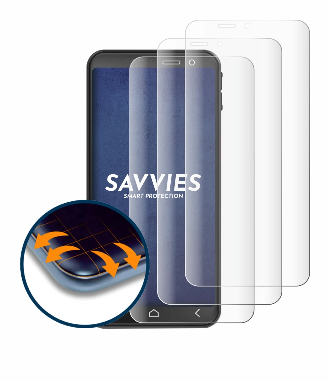 Image of the device Emporia Smart ME7 with a wide variety of screen protectors.