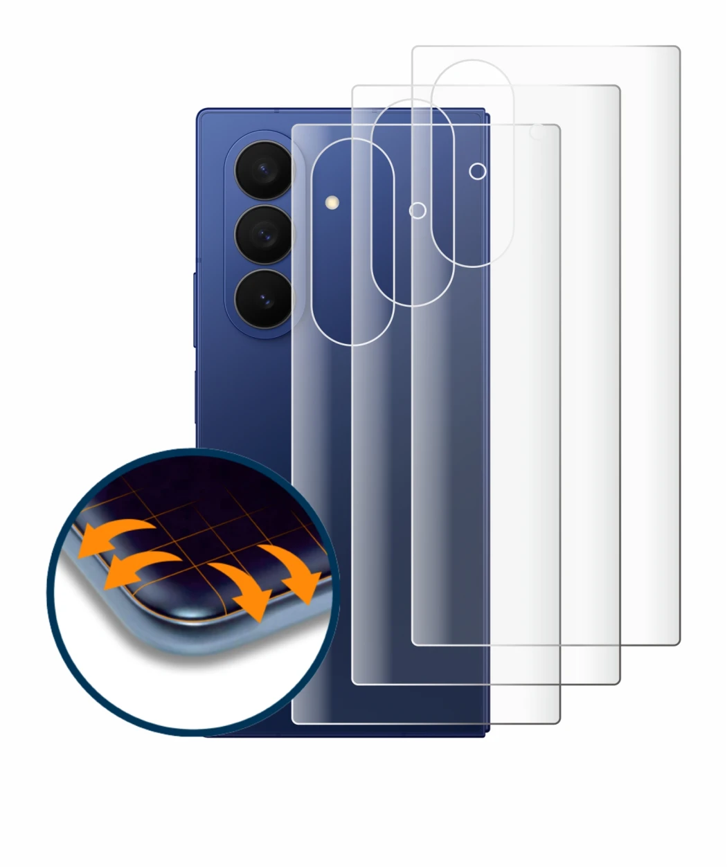 Image of the device Samsung Galaxy Z Fold 7 (Back) with a wide variety of screen protectors.