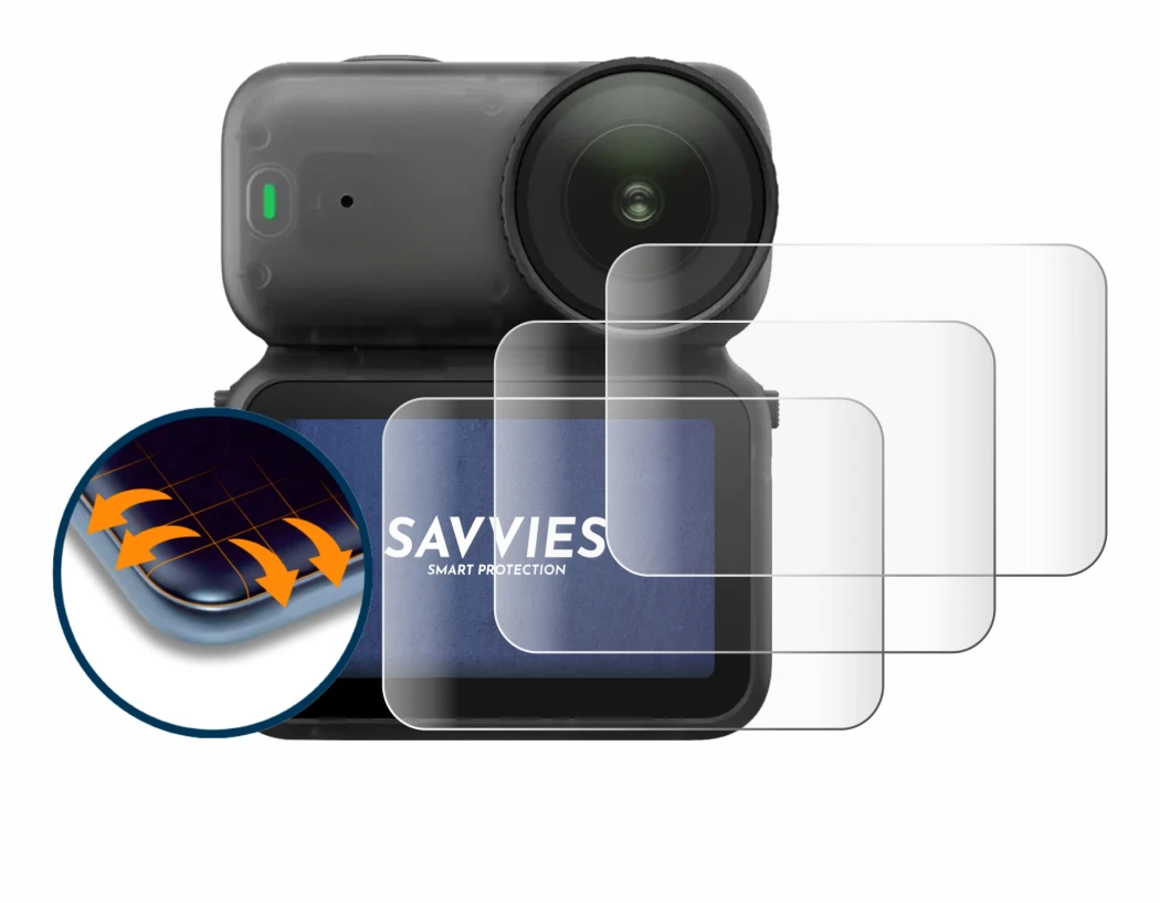 Image of the device DJI Osmo Nano with a wide variety of screen protectors.