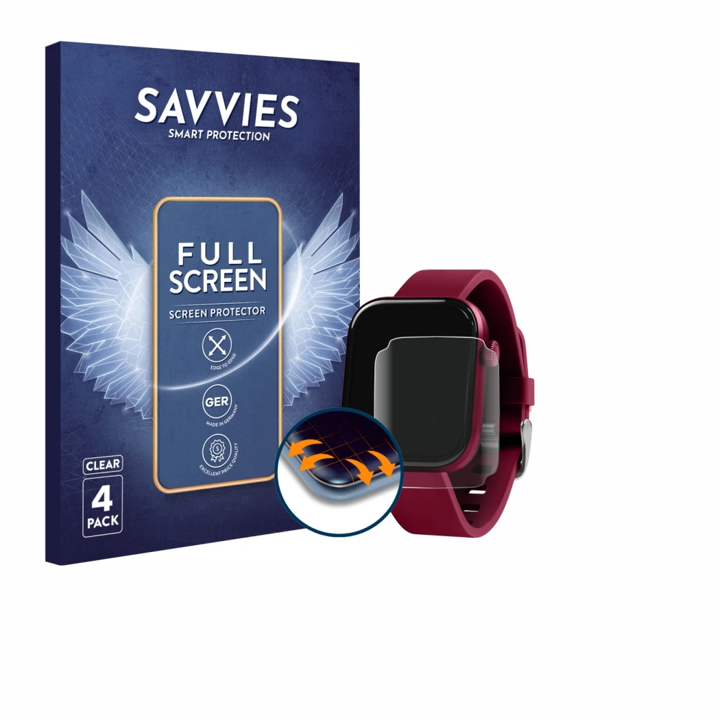 Front side of a product packaging with the brand logo Savvies. Next to it is the device Reflex Active Spectra 300 S shown with