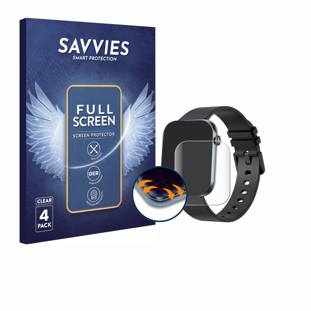 Front side of a product packaging with the brand logo Savvies. Next to it is the device Knauermann LITE 4 2026 shown with the