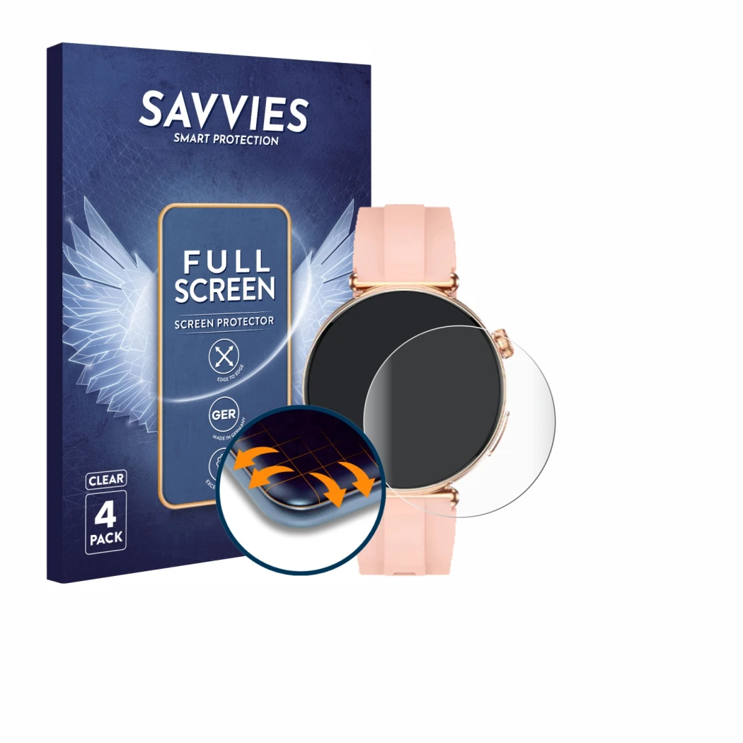 Front side of a product packaging with the brand logo Savvies. Next to it is the device Knauermann Pro 4 Mini 2026 shown with