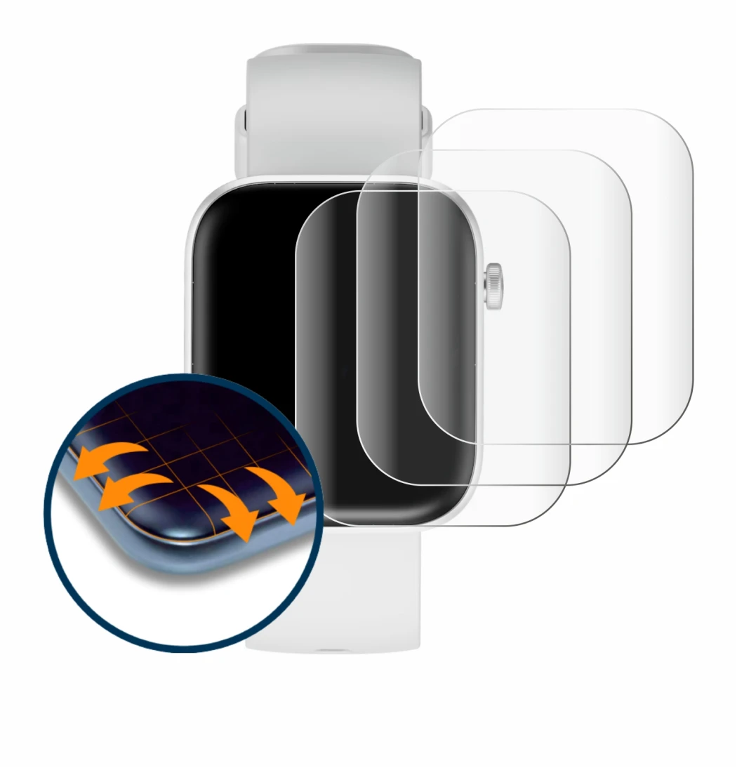 Image of the device HMD Watch P1 with a wide variety of screen protectors.