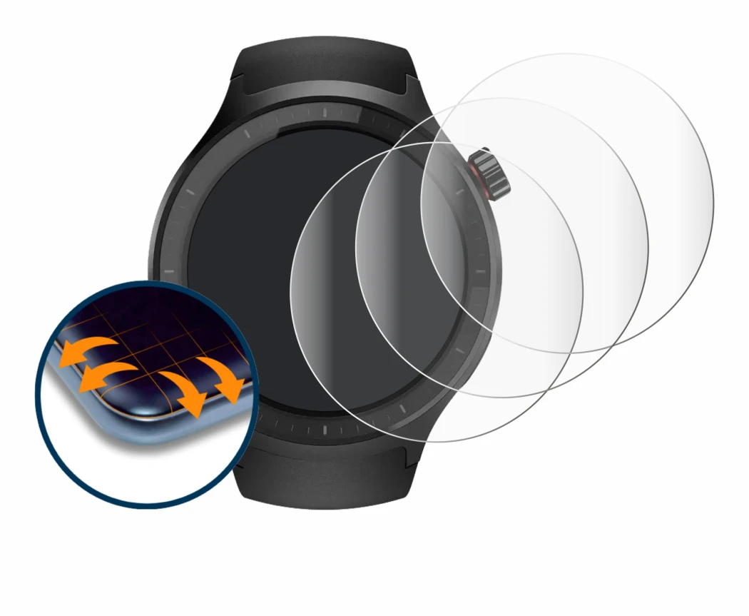 Image of the device Motorola Moto Watch 2026 with a wide variety of screen protectors.