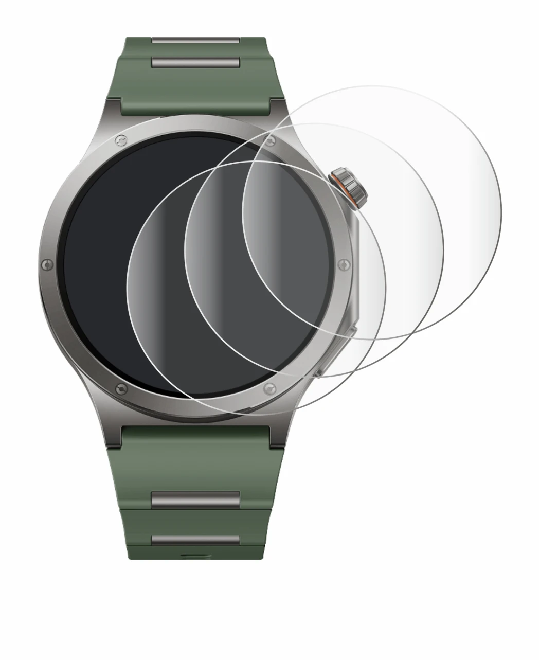 Image of the device OnePlus Watch 4 with a wide variety of screen protectors.
