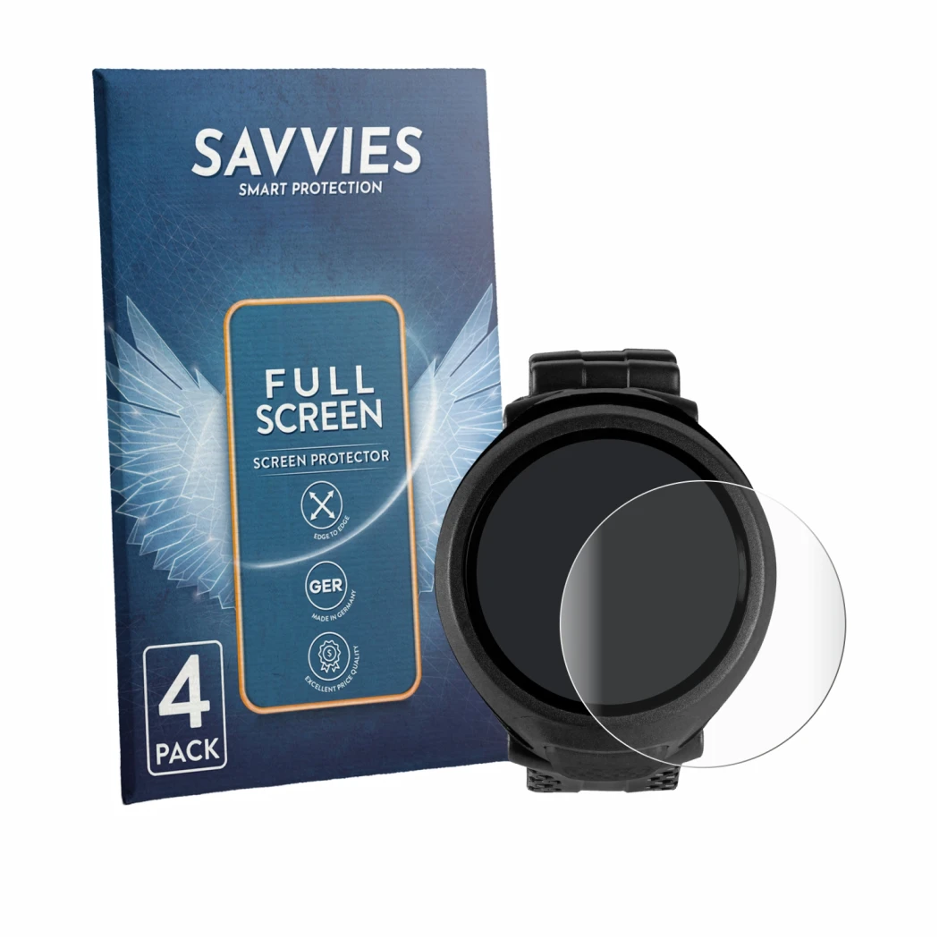 Front side of a product packaging with the brand logo Savvies. Next to it is the device Mares Puck Lite shown with the corresp