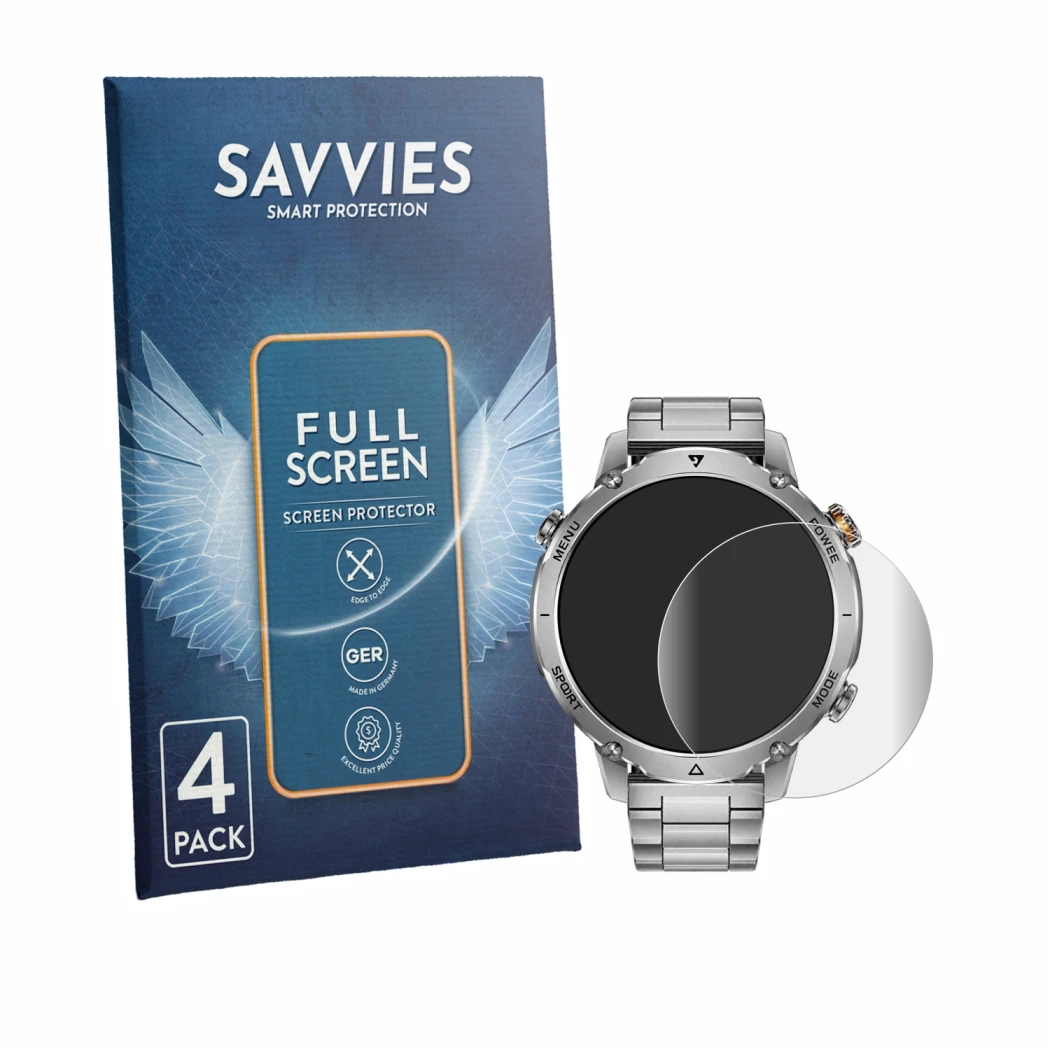 Front side of a product packaging with the brand logo Savvies. Next to it is the device SUNKTA EF26-C shown with the correspon
