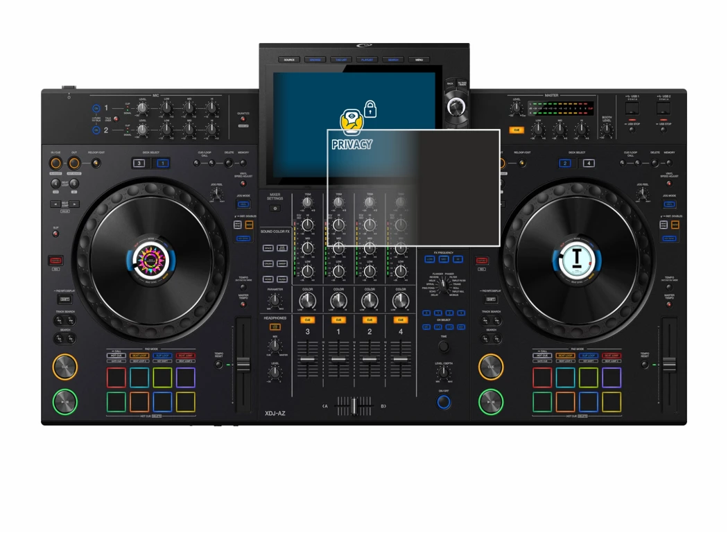 Image of the device AlphaTheta XDJ-AZ with a wide variety of screen protectors.