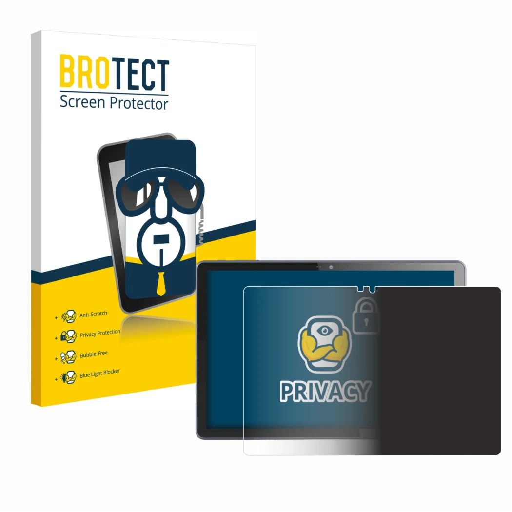 Front side of a product packaging with the brand logo BROTECT. Next to it is the device VALE V10E-LTE shown with the correspon