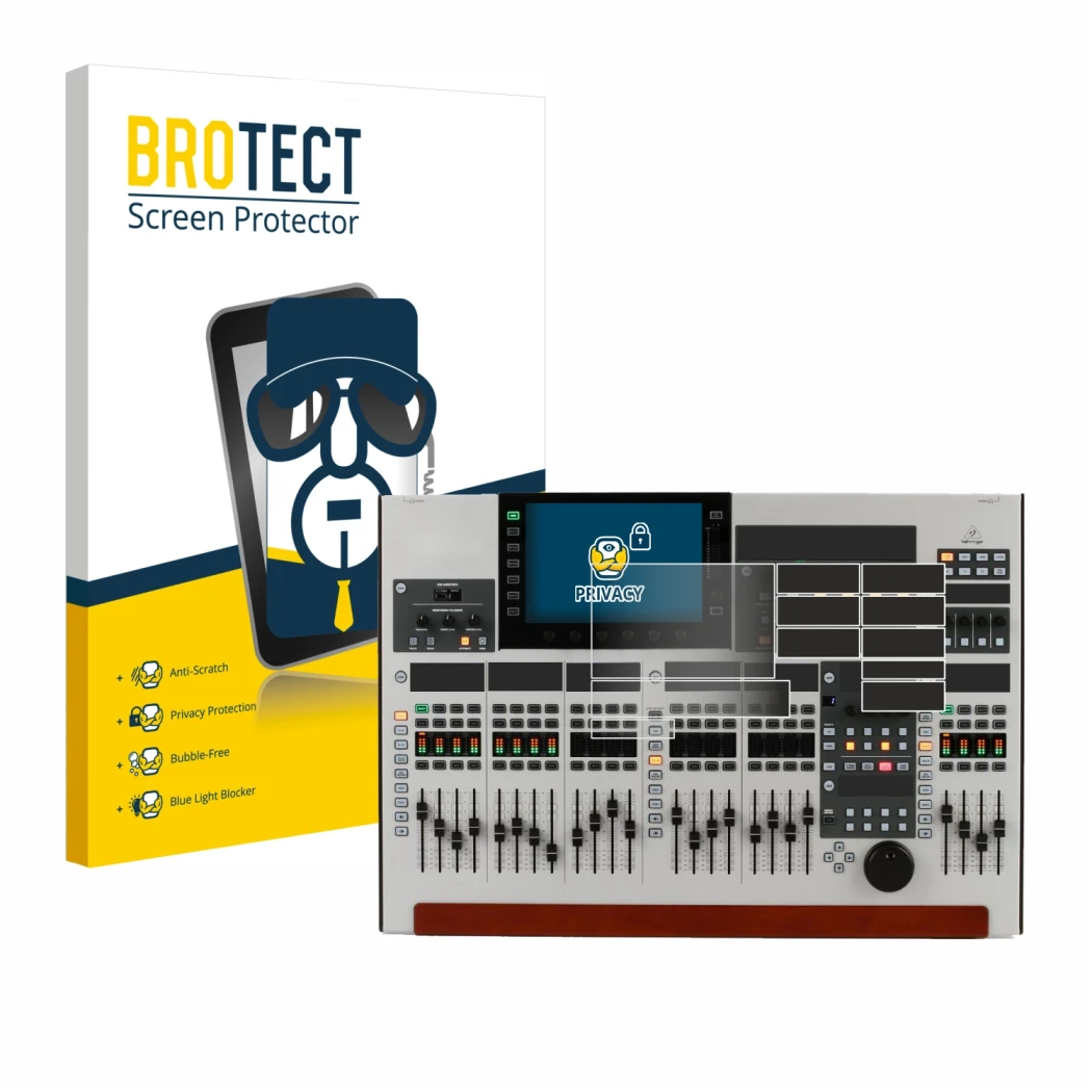 Front side of a product packaging with the brand logo BROTECT. Next to it is the device Behringer Wing (Set consisting of 11 f